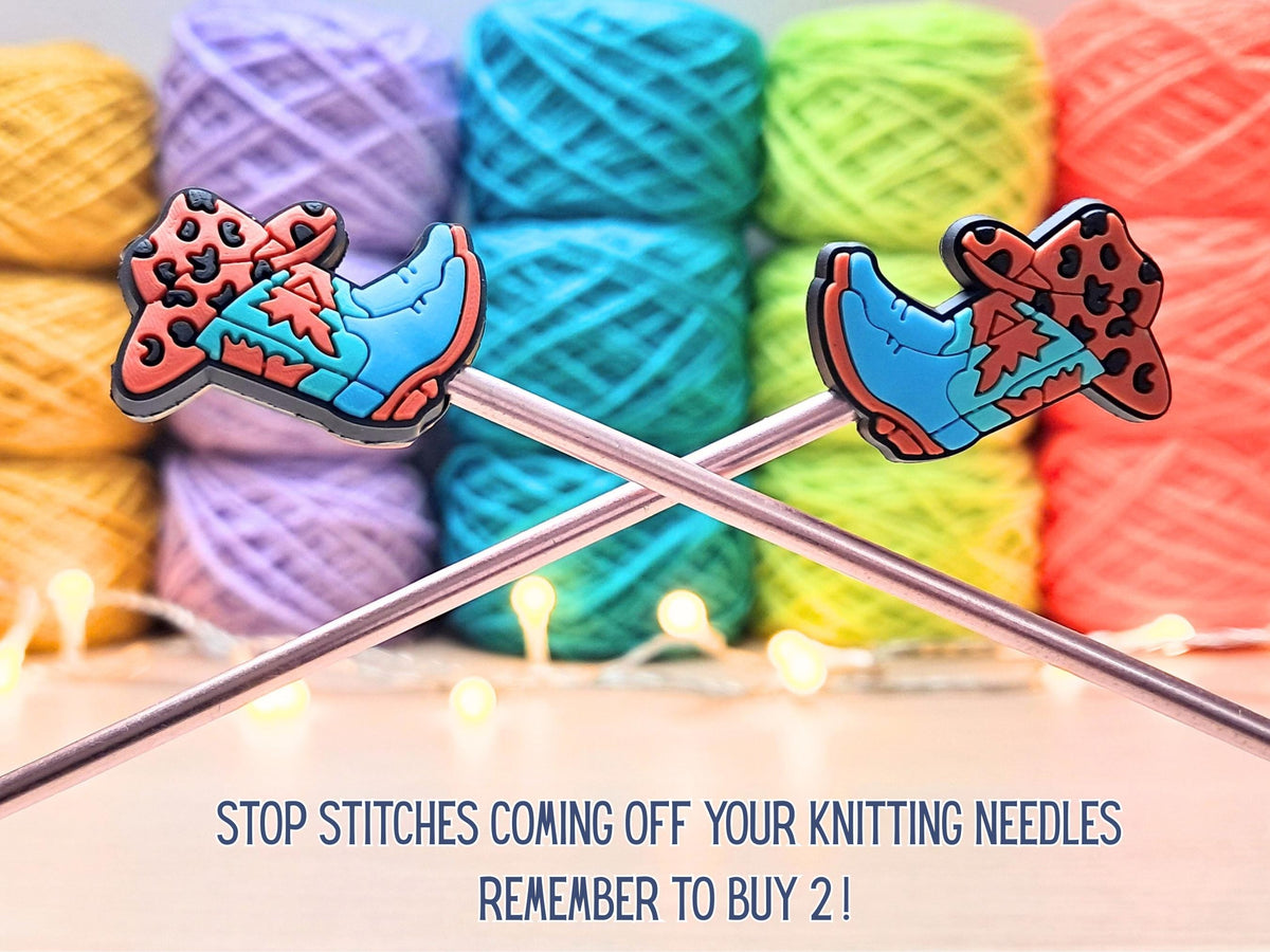 Cowboy Boot And Hat Stitch Stopper, Silicone Bead Scissor Tip Protector, Knitting Needle Cap, Crochet Project Saver, WIP Bag Tool Notions