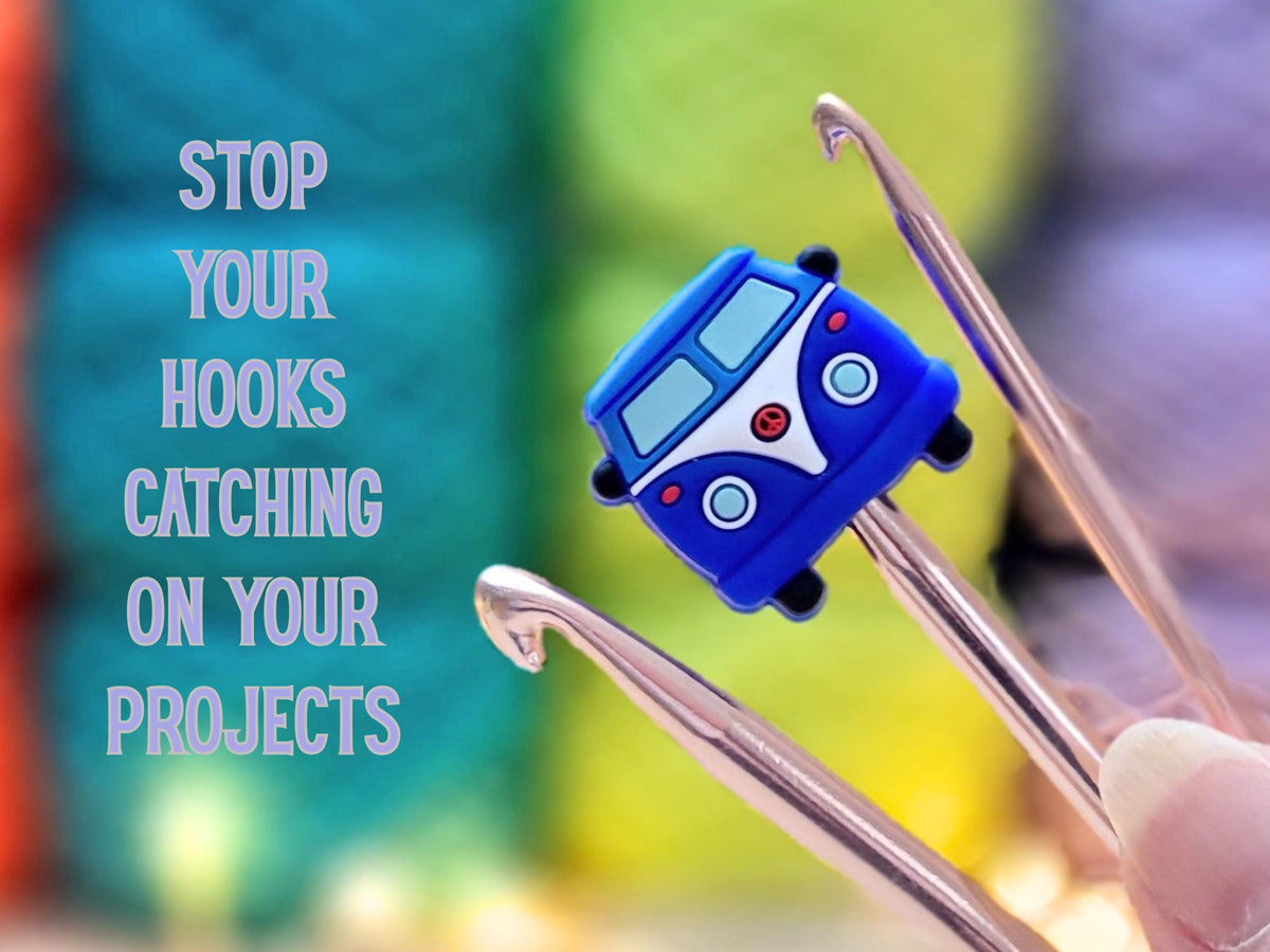 Campervan Stitch Stopper, Silicone Bead Scissor Tip Protector, Knitting Needle, Crochet Project Saver, WIP Bag Tool Notions Sewing