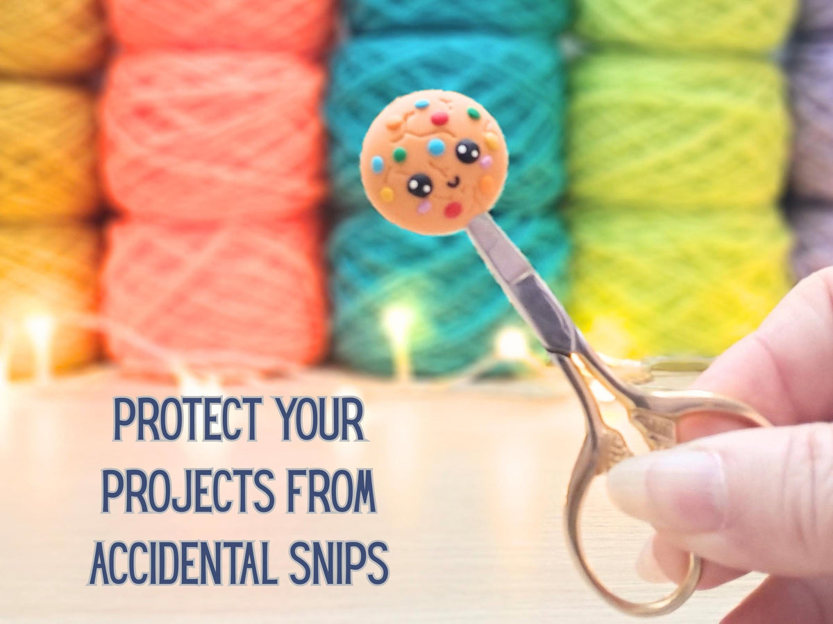 Cookie Stitch Stopper, Biscuit Silicone Bead Scissor Tip Protector, Knitting Needle Cap, Crochet Project Saver WIP Bag Tool Notion Sewing