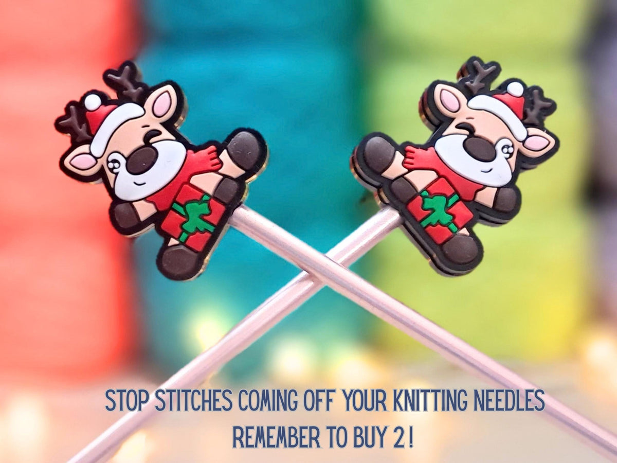 Just A Girl Who Loves Christmas Stitch Stopper, Silicone Scissor Tip Protector, Knitting Needle Cap, Crochet Project Saver, WIP Bag Tool
