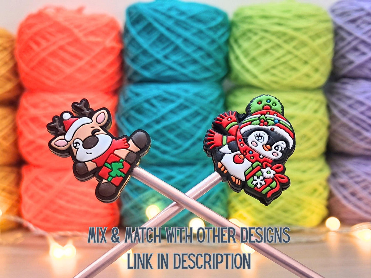Just A Girl Who Loves Christmas Stitch Stopper, Silicone Scissor Tip Protector, Knitting Needle Cap, Crochet Project Saver, WIP Bag Tool