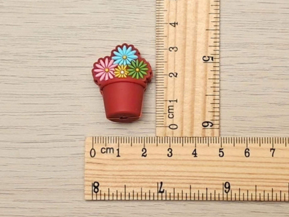 Flower Pot Stitch Stopper, Silicone Bead Scissor Tip Protector, Knitting Needle Cap, Crochet Project Saver, WIP Bag Tools Notions, Sewing