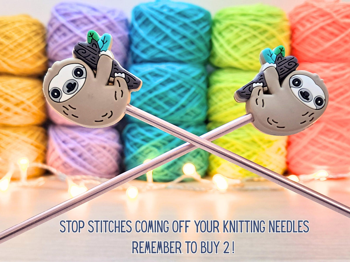 Sloth Silicone Bead Stitch Stopper (2D), Tropical Scissor Tip Protector, Knitting Needle Crochet Project Saver, WIP Bag Tools Notion Supply