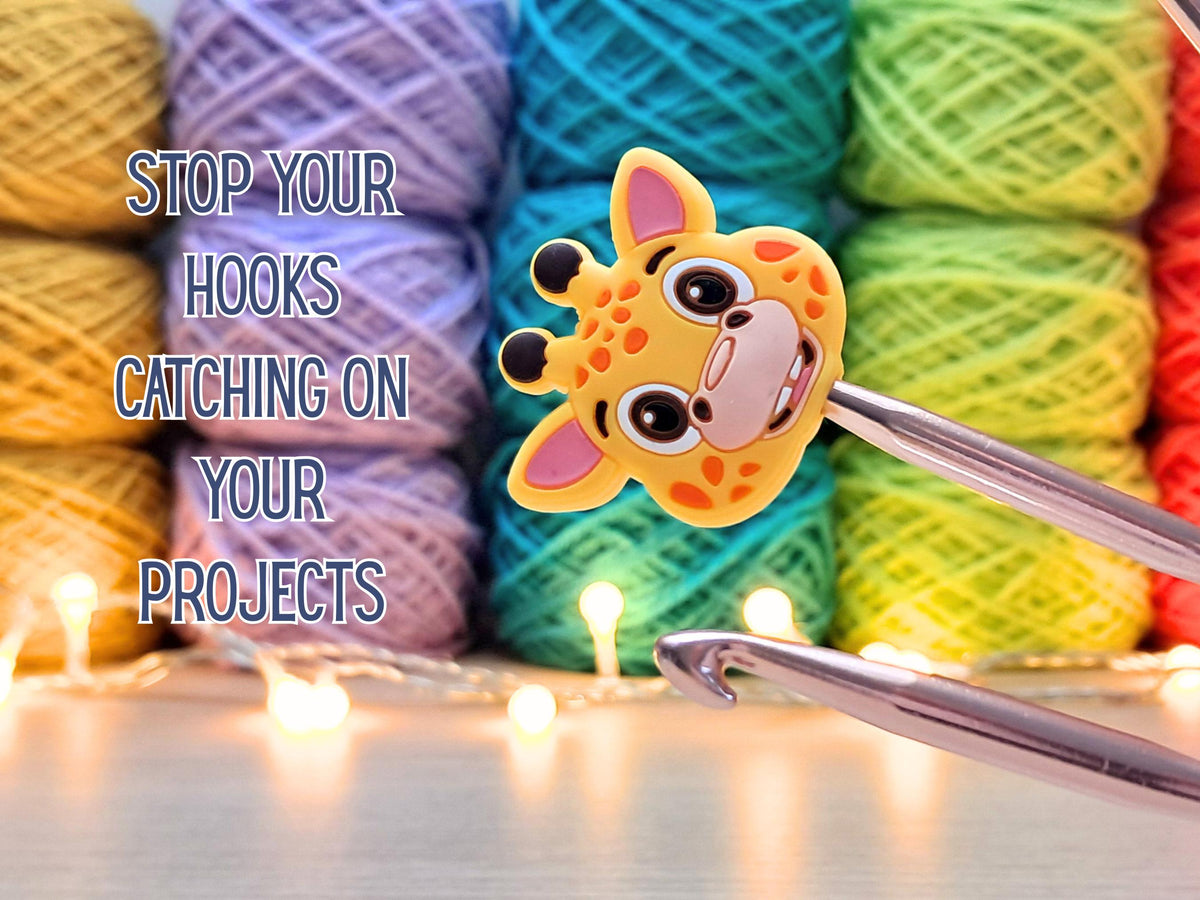 Giraffe Face Stitch Stopper, Silicone Bead Scissor Tip Protector, Knitting Needle, Crochet Project Saver, WIP Bag Tool Notions Sewing
