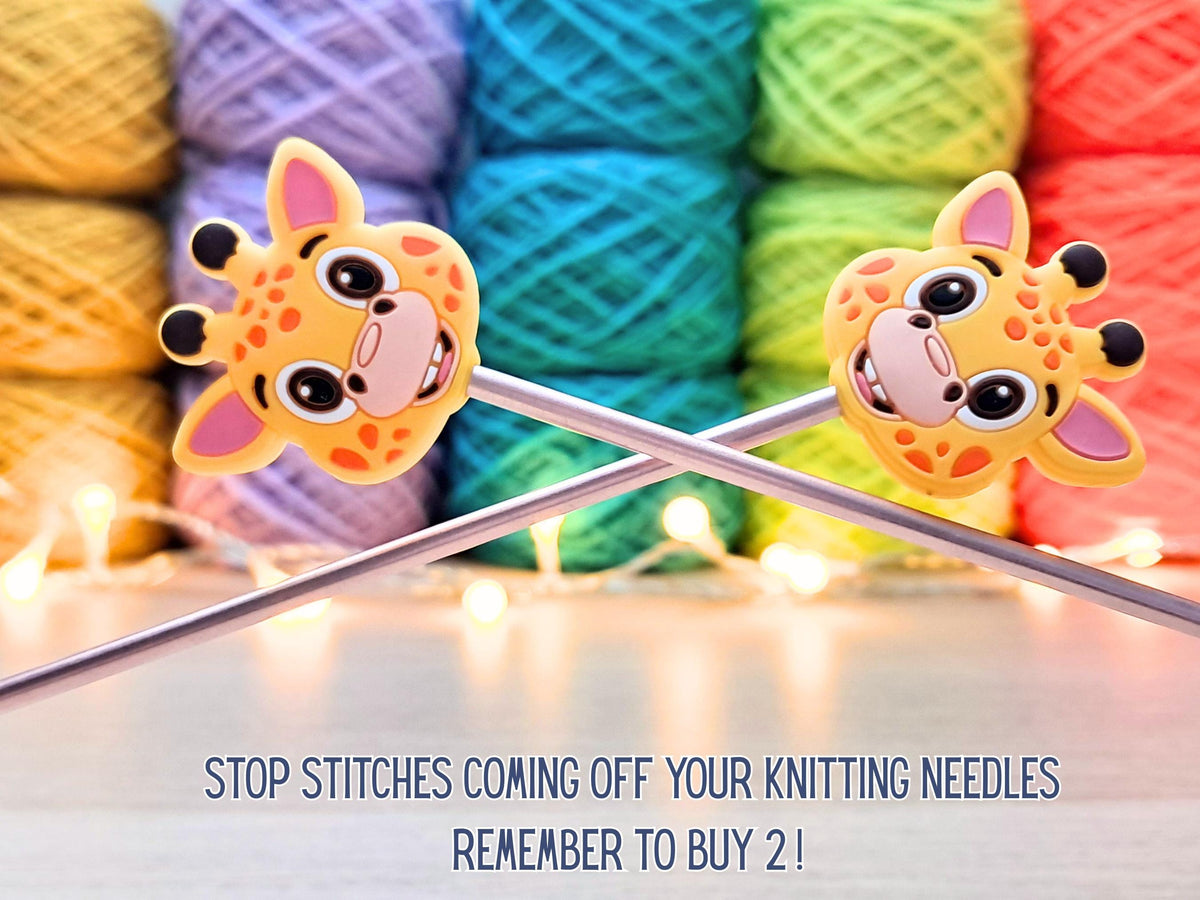 Giraffe Face Stitch Stopper, Silicone Bead Scissor Tip Protector, Knitting Needle, Crochet Project Saver, WIP Bag Tool Notions Sewing