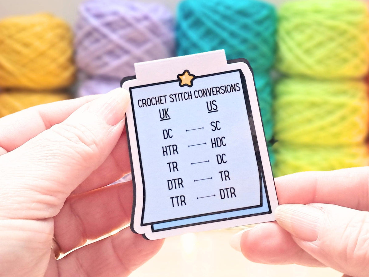 UK To US Stitches Magnetic Bookmark For Crocheters, Yarn Size Conversion Page Marker, Place Keeper, Crafter Bookworm Gift, Pattern Marker