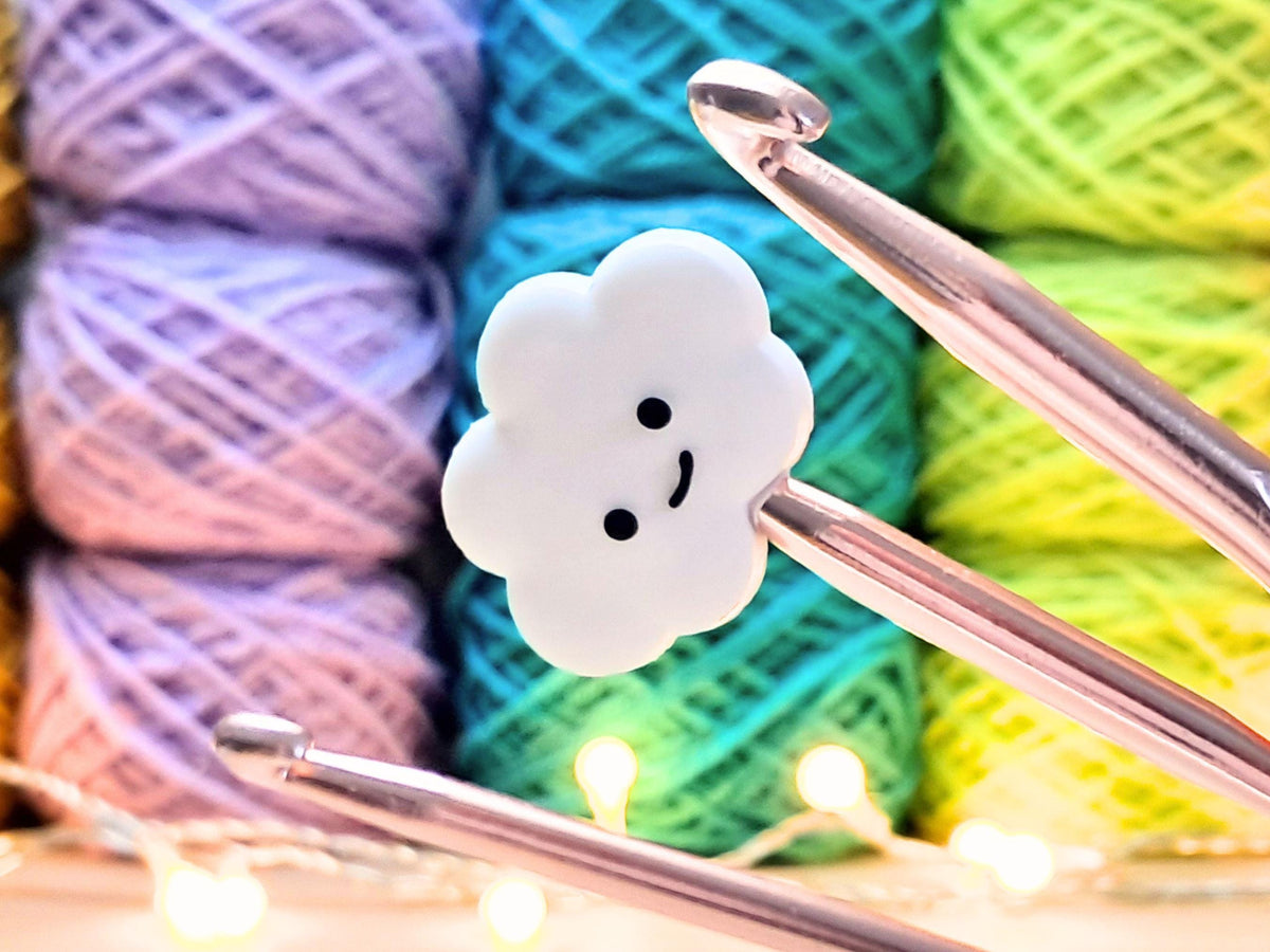 Cloud Stitch Stopper, Kawaii Silicone Scissor Tip Protector, Project Saver, Knitting Needle Cap, Crochet Hook End, Notion WIP Tool Crafters