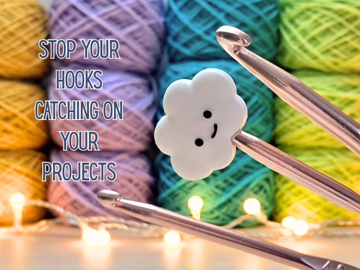 Cloud Stitch Stopper, Kawaii Silicone Scissor Tip Protector, Project Saver, Knitting Needle Cap, Crochet Hook End, Notion WIP Tool Crafters