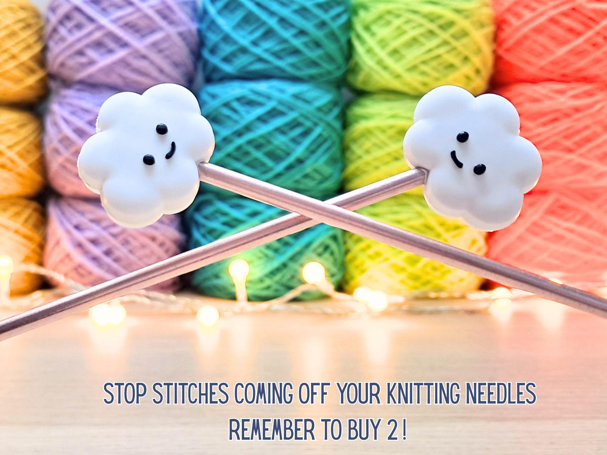 Cloud Stitch Stopper, Kawaii Silicone Scissor Tip Protector, Project Saver, Knitting Needle Cap, Crochet Hook End, Notion WIP Tool Crafters
