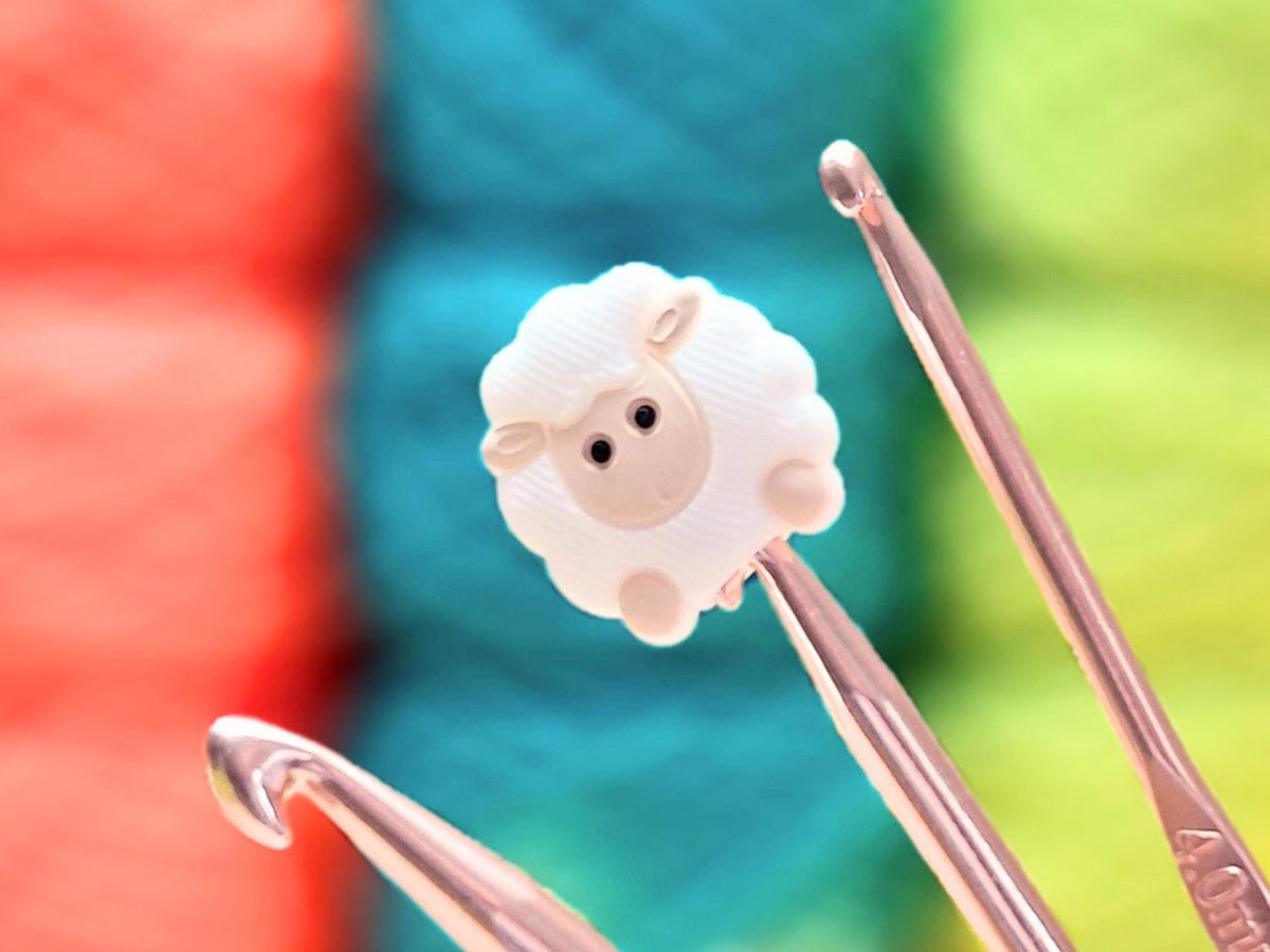 Sheep Stitch Stopper, Animal Silicone Bead Scissor Tip Protector, Knitting Needle Cap, Crochet Project Saver, WIP Bag Tool Notions Sewing