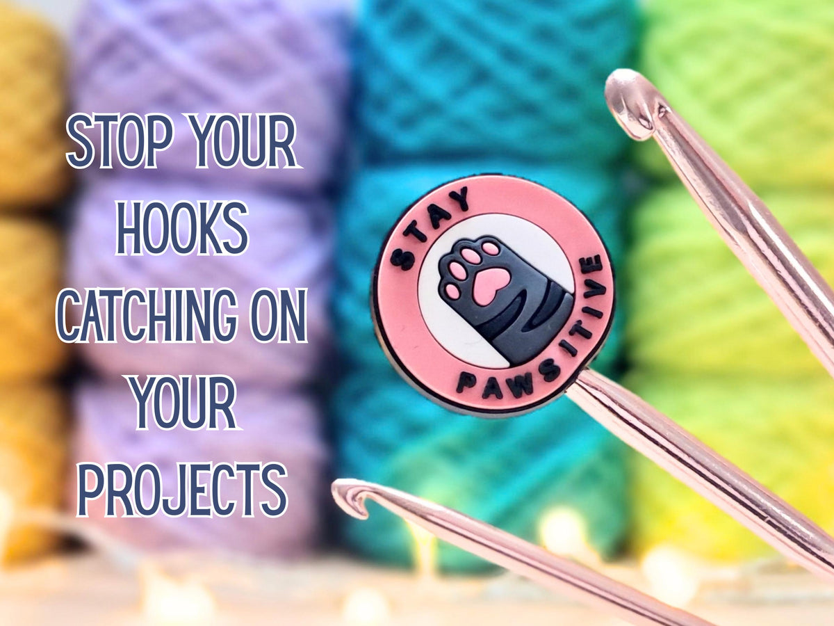 Cat Paw Positive Stitch Stopper, Paws Scissor Tip Protector, Knitting NeedleCap, Crochet Project Saver, WIP Bag Tools Notions Gift