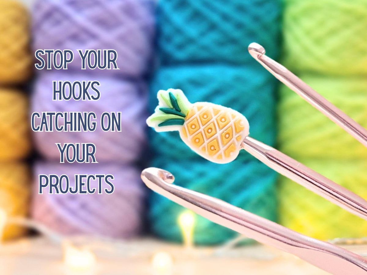 Pineapple Stitch Stopper Protection Bead, Tropical Scissor Protector, Knitting Needle Cap, Crochet Project Saver, WIP Bag Tools Notions Gift