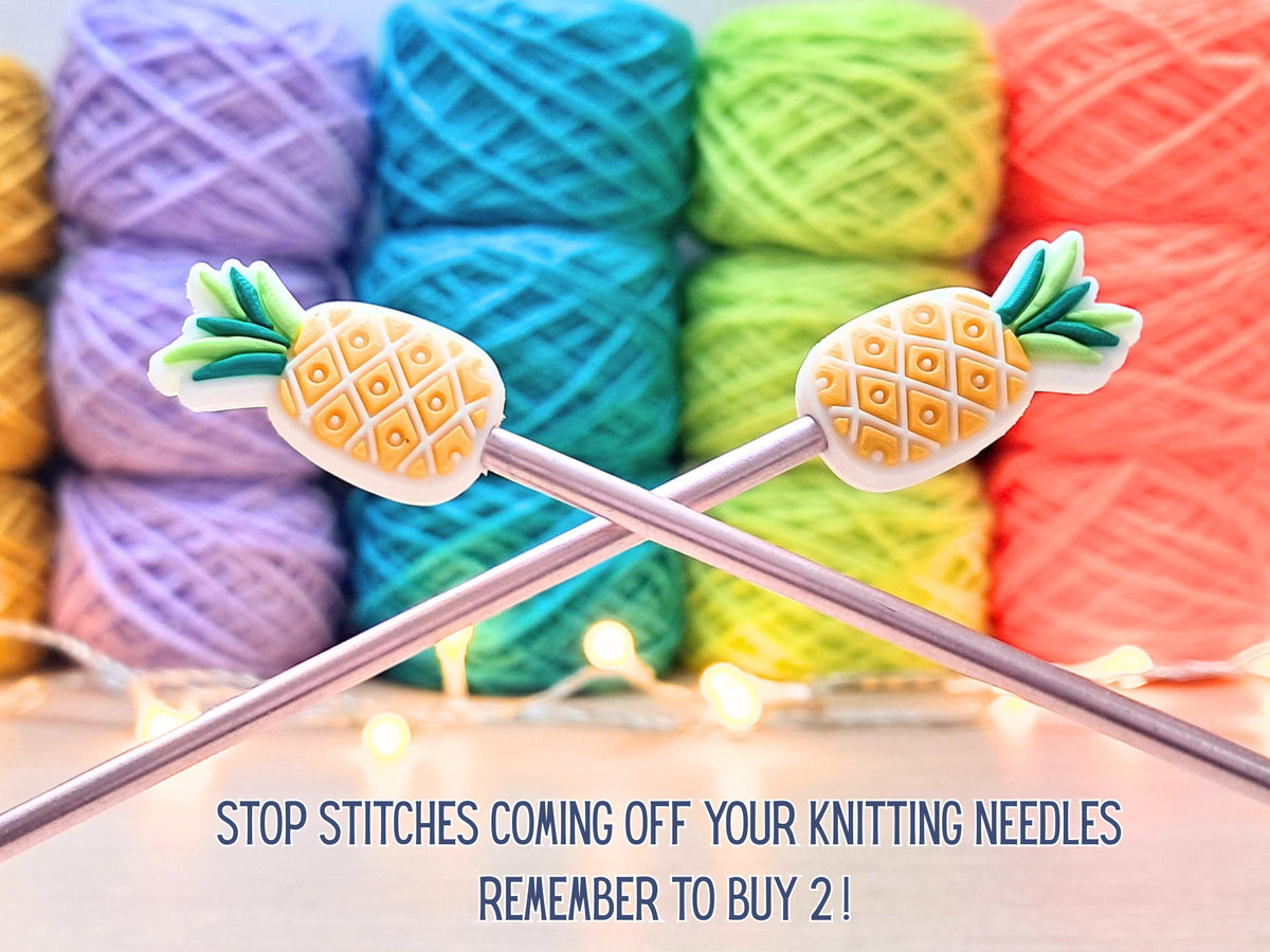 Pineapple Stitch Stopper Protection Bead, Tropical Scissor Protector, Knitting Needle Cap, Crochet Project Saver, WIP Bag Tools Notions Gift