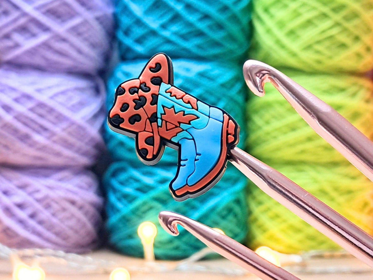 Cowboy Boot And Hat Stitch Stopper, Silicone Bead Scissor Tip Protector, Knitting Needle Cap, Crochet Project Saver, WIP Bag Tool Notions