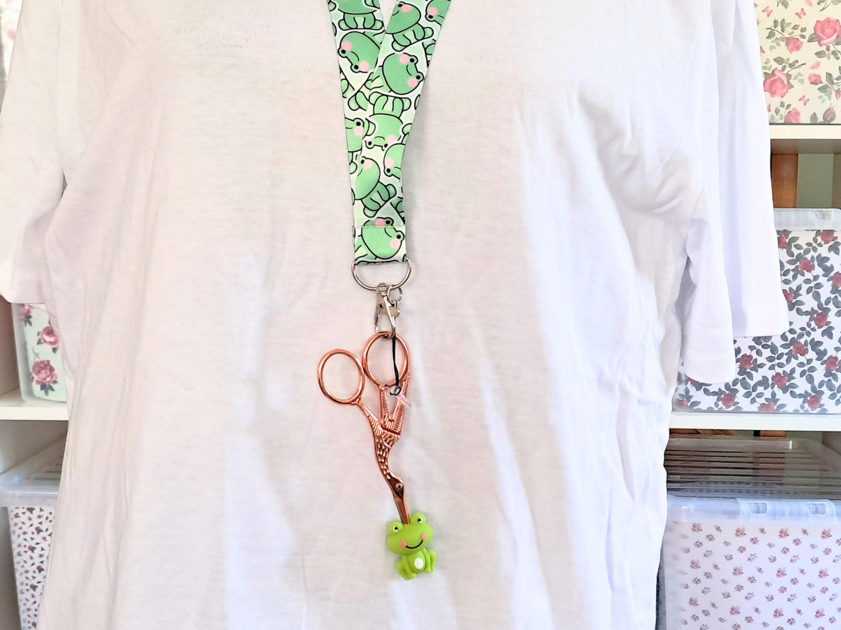 Frog Lanyard Scissor Protector Set, Crochet Knitting Embroidery Quilting Sewing Accessory Supplies, Crafter Gift Set, Lobster Clasp Notions