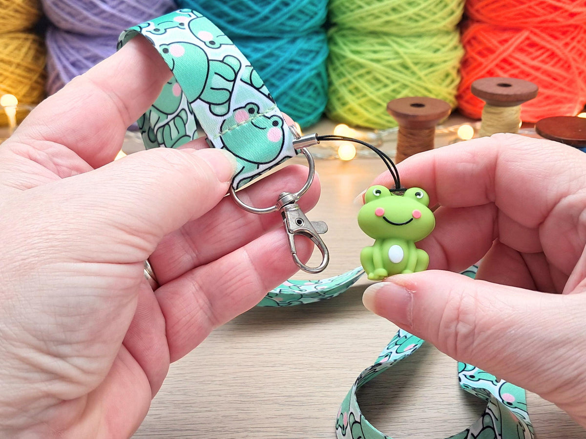 Frog Lanyard Scissor Protector Set, Crochet Knitting Embroidery Quilting Sewing Accessory Supplies, Crafter Gift Set, Lobster Clasp Notions