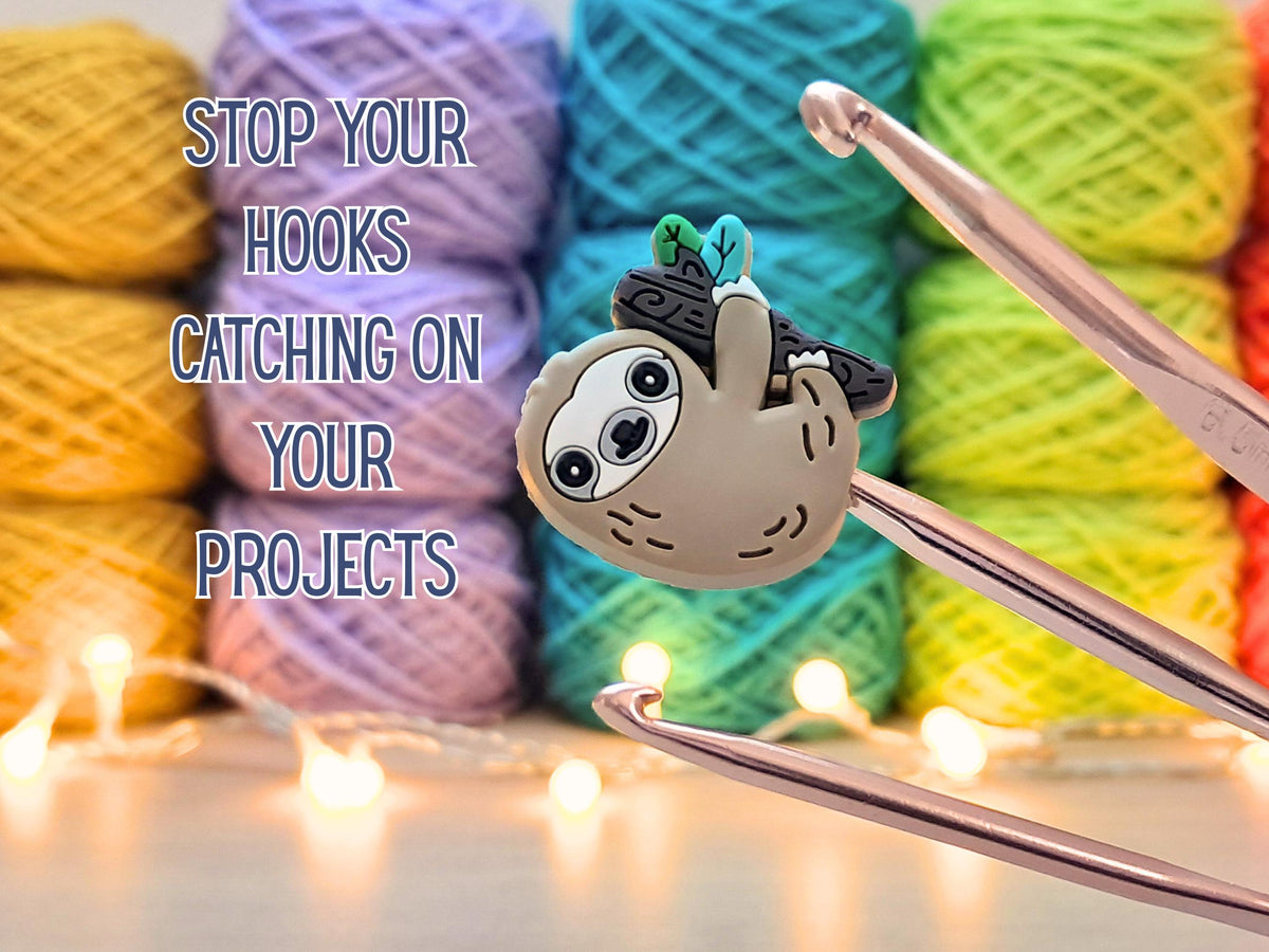 Sloth Silicone Bead Stitch Stopper (2D), Tropical Scissor Tip Protector, Knitting Needle Crochet Project Saver, WIP Bag Tools Notion Supply