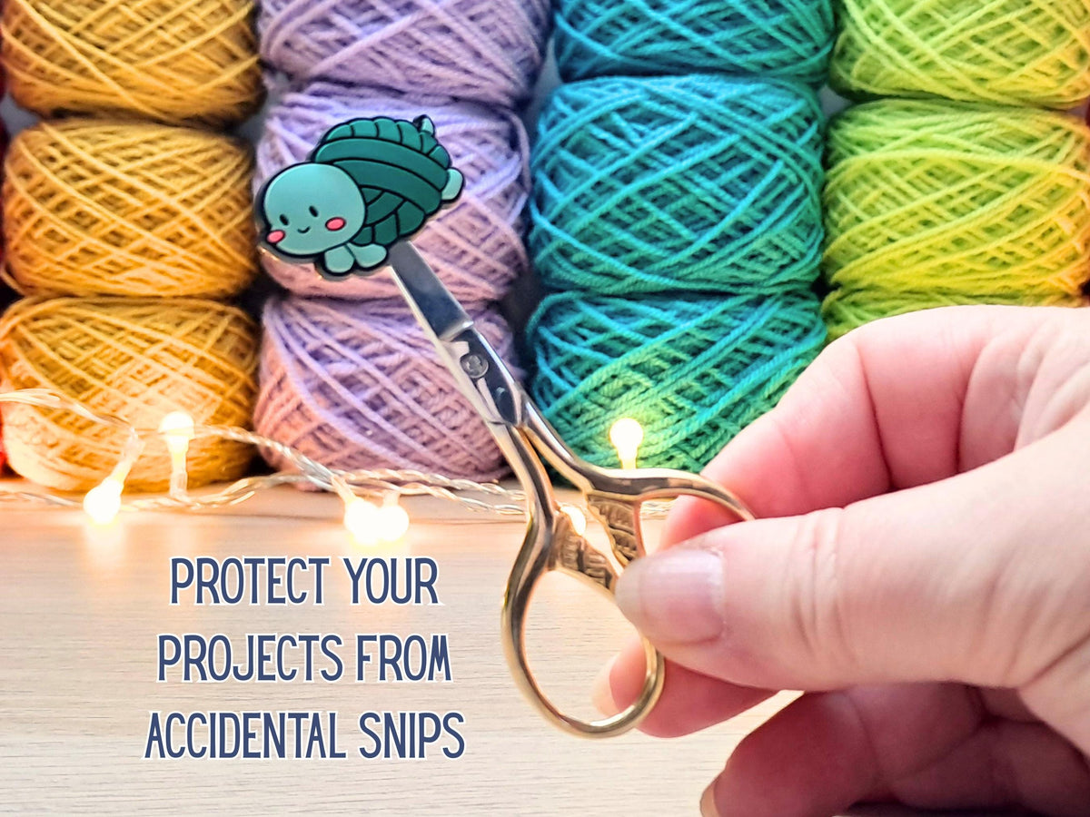 Turtle Stitch Stopper, Yarn Animal Silicone Bead Scissor Tip Protector, Knitting Needle Cap, Crochet Project Saver, WIP Bag Notion, Sewing