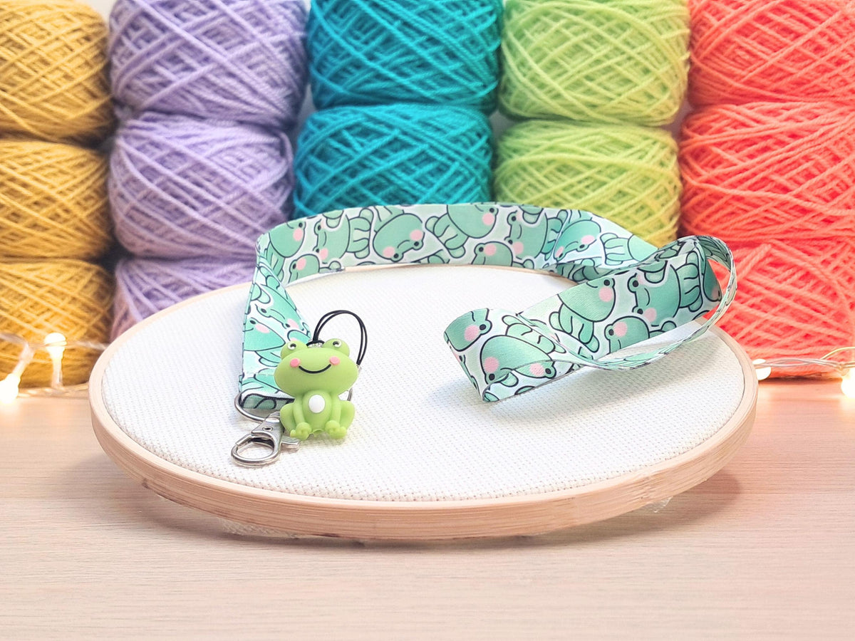 Frog Lanyard Scissor Protector Set, Crochet Knitting Embroidery Quilting Sewing Accessory Supplies, Crafter Gift Set, Lobster Clasp Notions