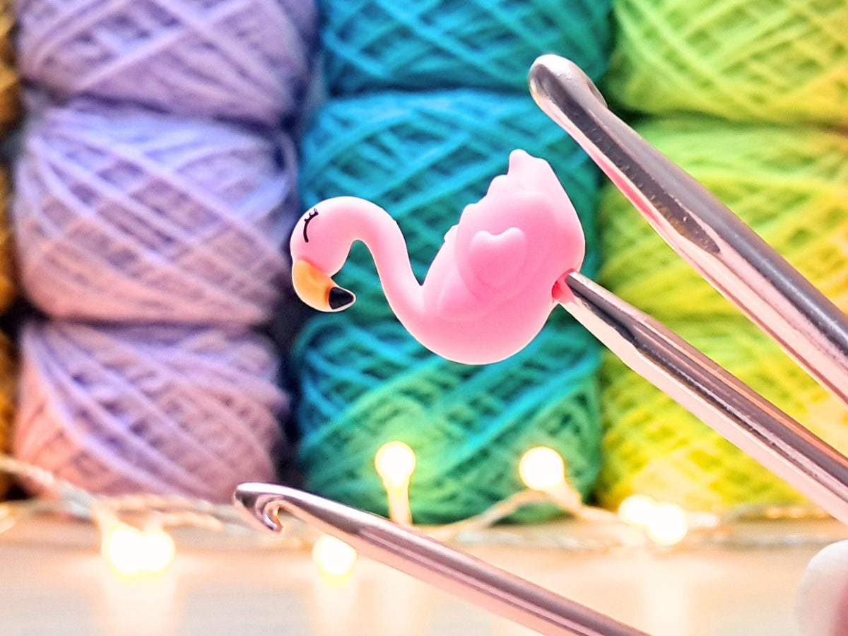 Flamingo Stitch Stopper, Scissor Tip Protector, Knitting Needle Cap, Crochet Project Saver, WIP Bag Tools Notions Accessories Supplies