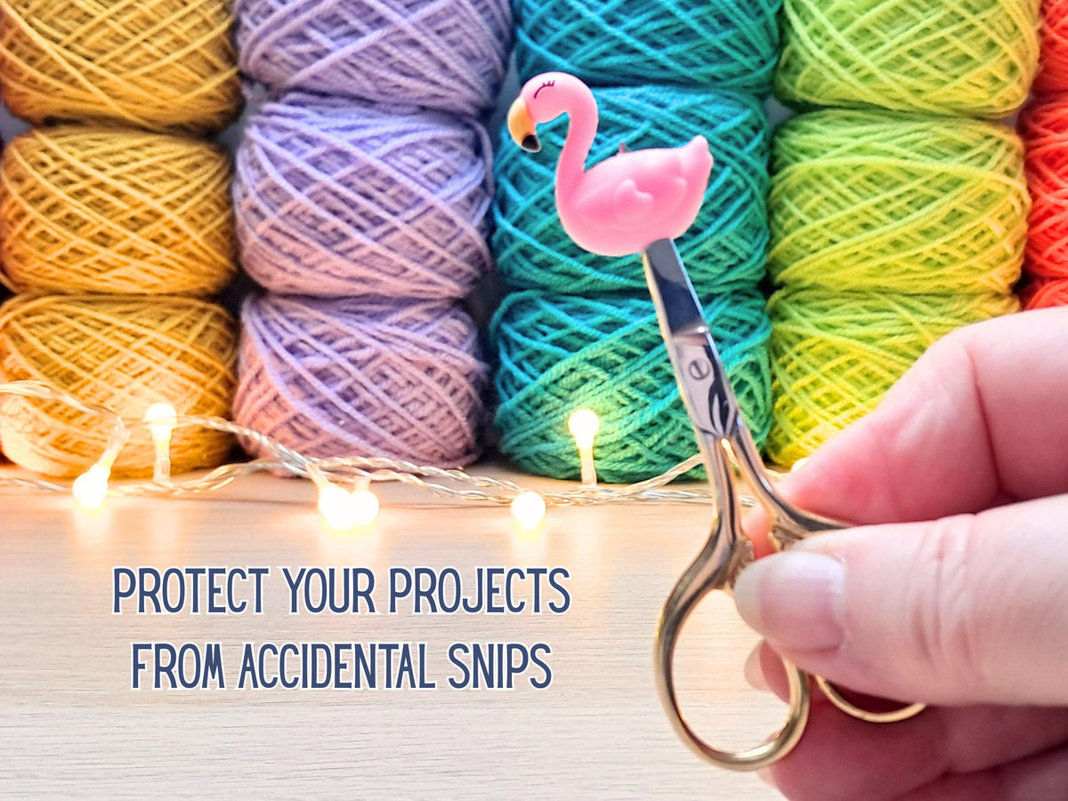 Flamingo Stitch Stopper, Scissor Tip Protector, Knitting Needle Cap, Crochet Project Saver, WIP Bag Tools Notions Accessories Supplies