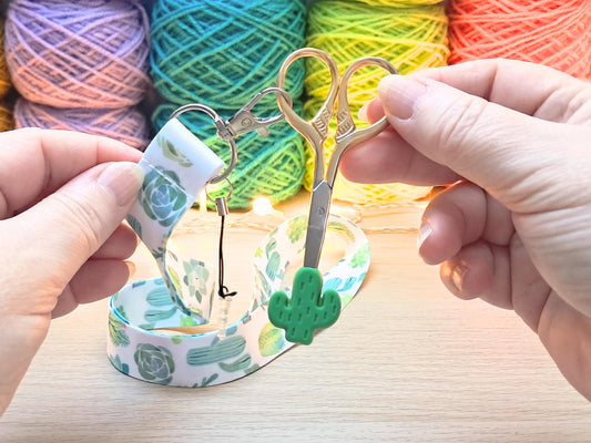 Cactus Lanyard Scissor Protector Set, Plant Crochet Knitting Embroidery Quilting Sewing Accessory Supplies, Crafter Cross Stitch Gift