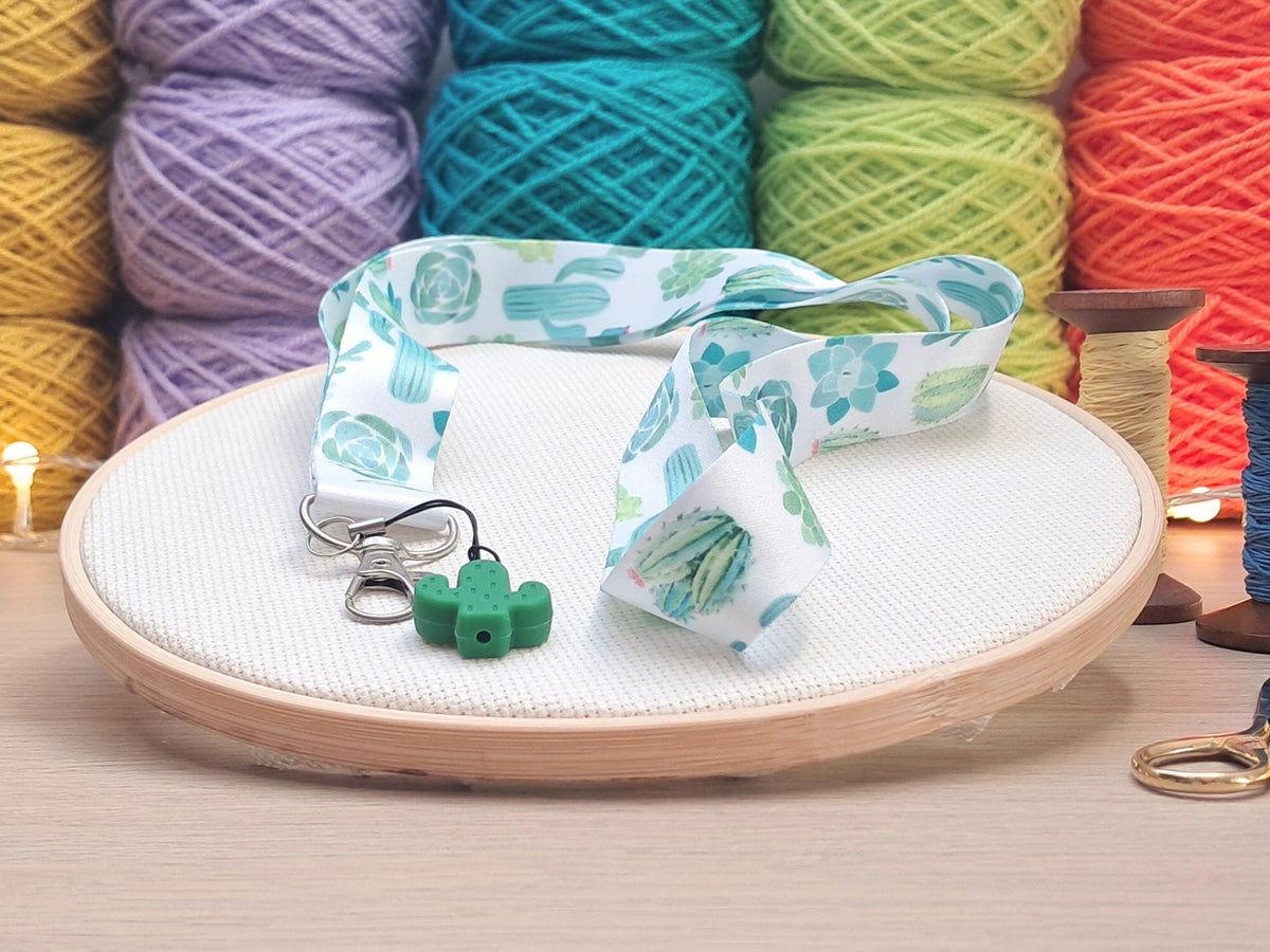 Cactus Lanyard Scissor Protector Set, Plant Crochet Knitting Embroidery Quilting Sewing Accessory Supplies, Crafter Cross Stitch Gift
