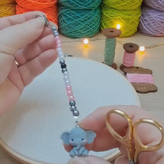 Cute Elephant Scissor Fob with Protection Bead