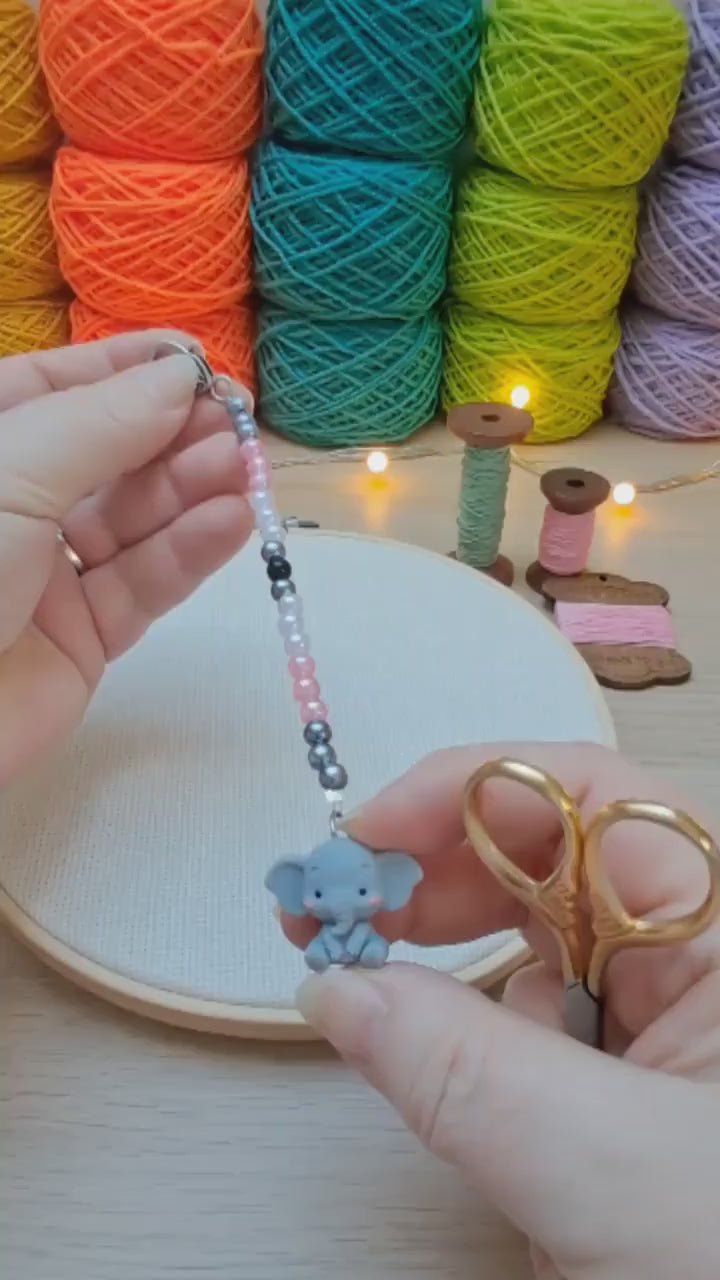 Cute Elephant Scissor Fob with Protection Bead