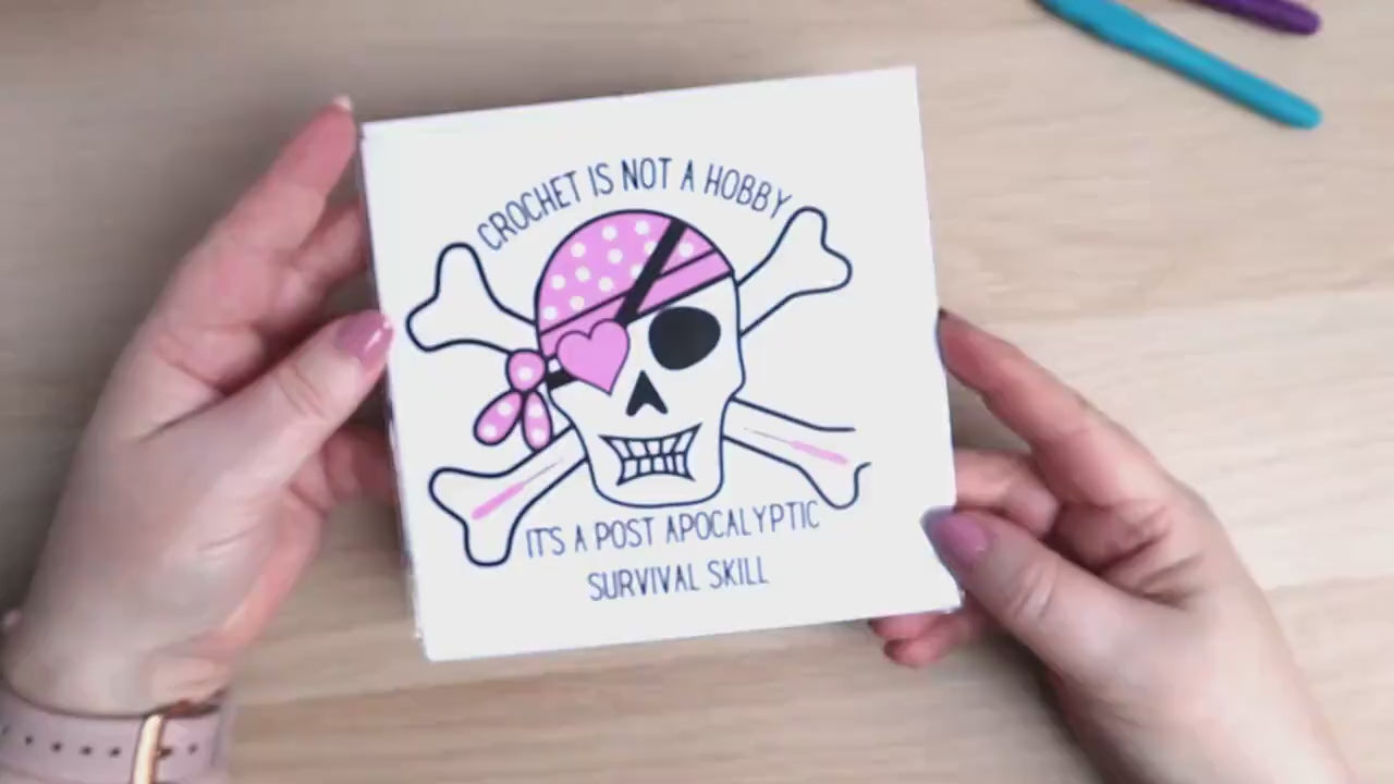 Funny Crochet Hobby Blank Square Greetings Card