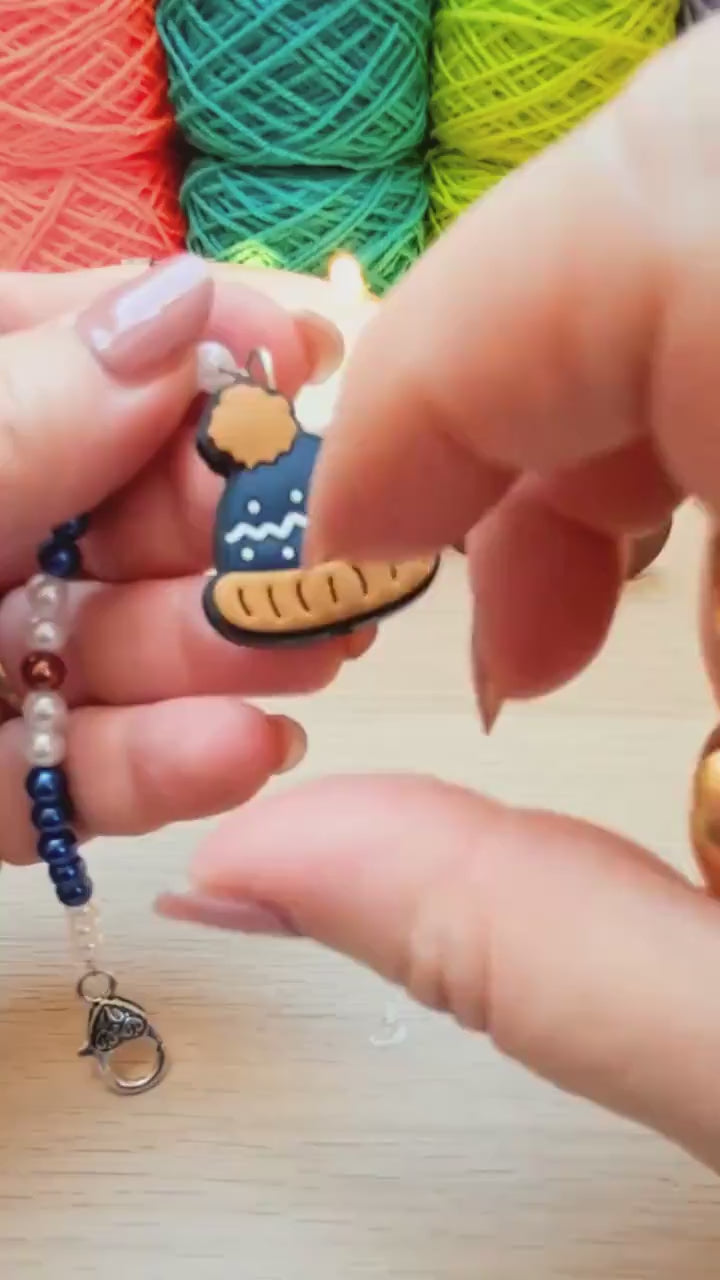 Bobble Hat Beaded Scissor Fob with Protection Bead