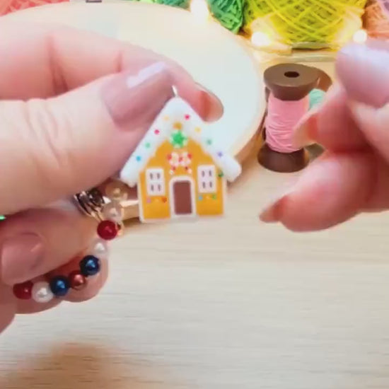 Gingerbread House Scissor Fob with Protection Bead