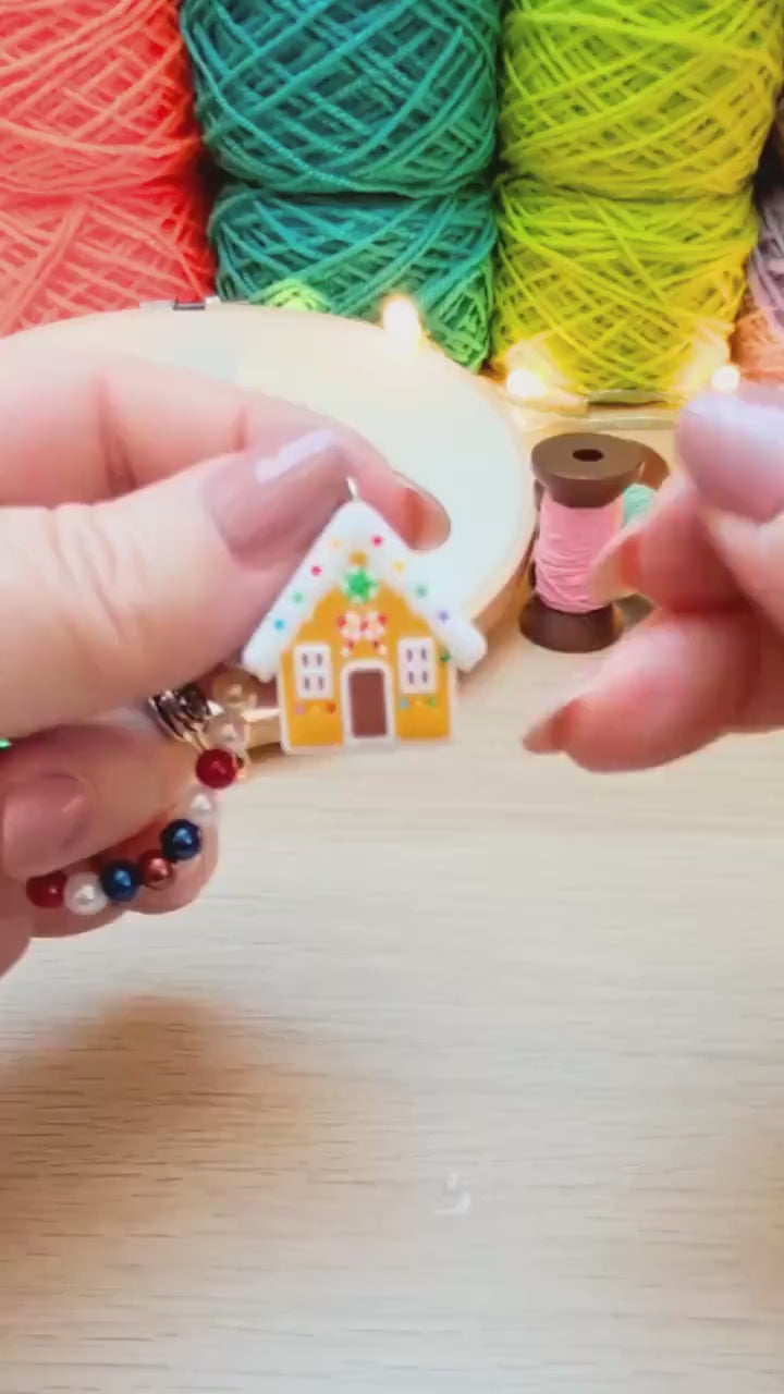 Gingerbread House Scissor Fob with Protection Bead