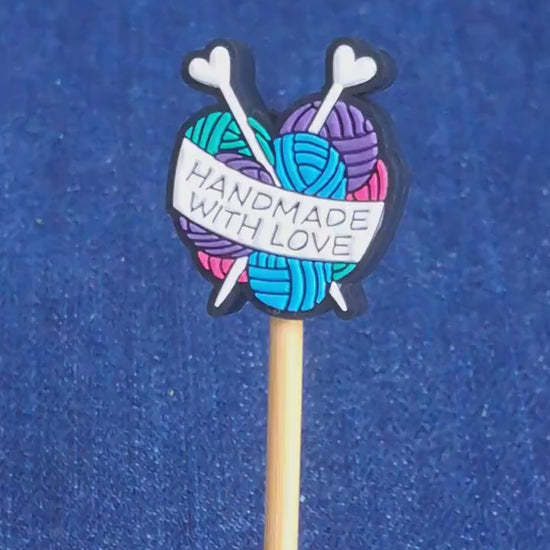 Handmade With Love Knitting Needles And Yarn Stitch Stopper