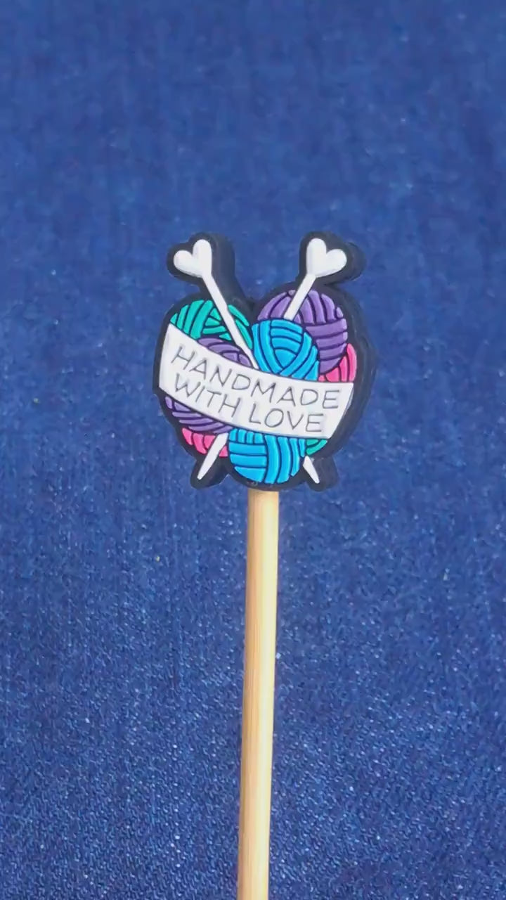 Handmade With Love Knitting Needles And Yarn Stitch Stopper
