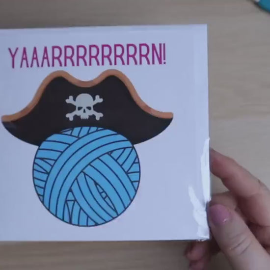 Funny Yarn Pirate Pun Blank Square Greetings Card