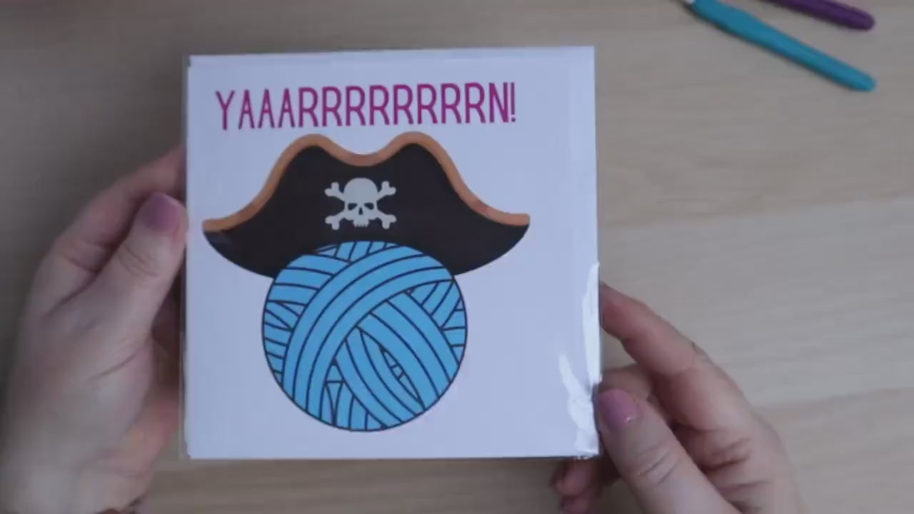 Funny Yarn Pirate Pun Blank Square Greetings Card