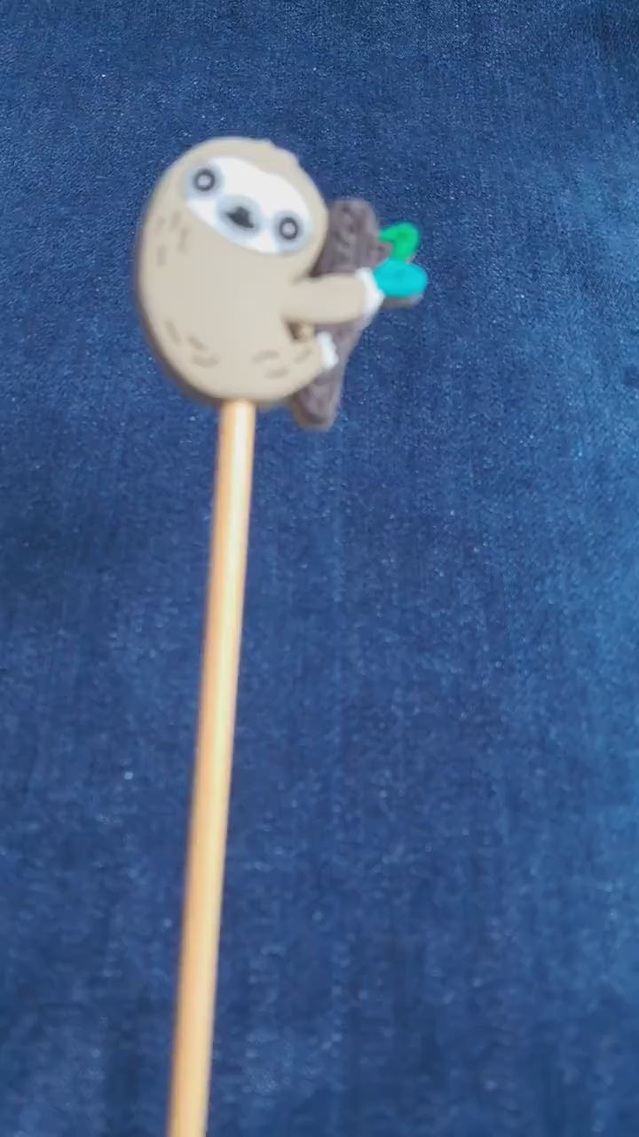 Sloth On Branch Silicone Bead Stitch Stopper