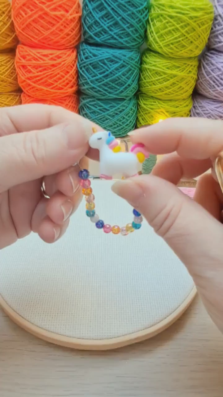 Rainbow Unicorn Scissor Fob with Protection Bead