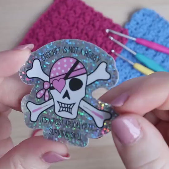 Holographic Funny Crochet Die Cut Sticker