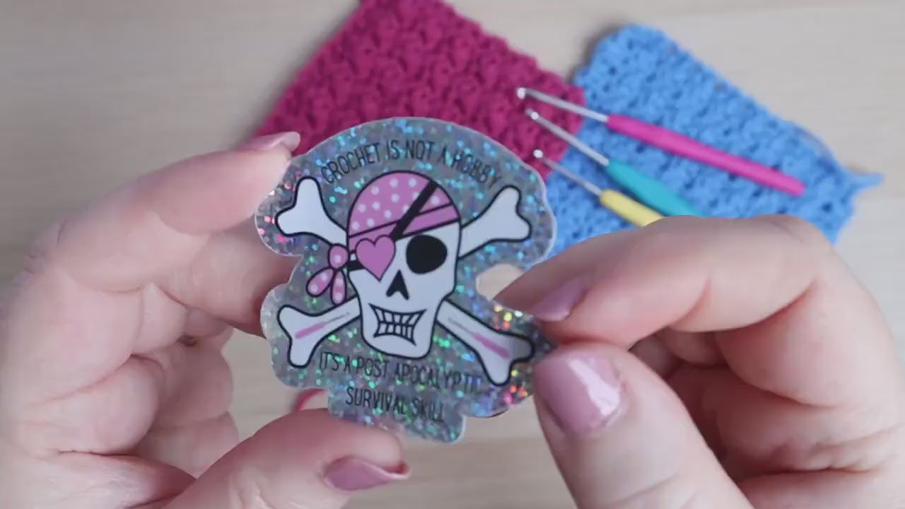 Holographic Funny Crochet Die Cut Sticker