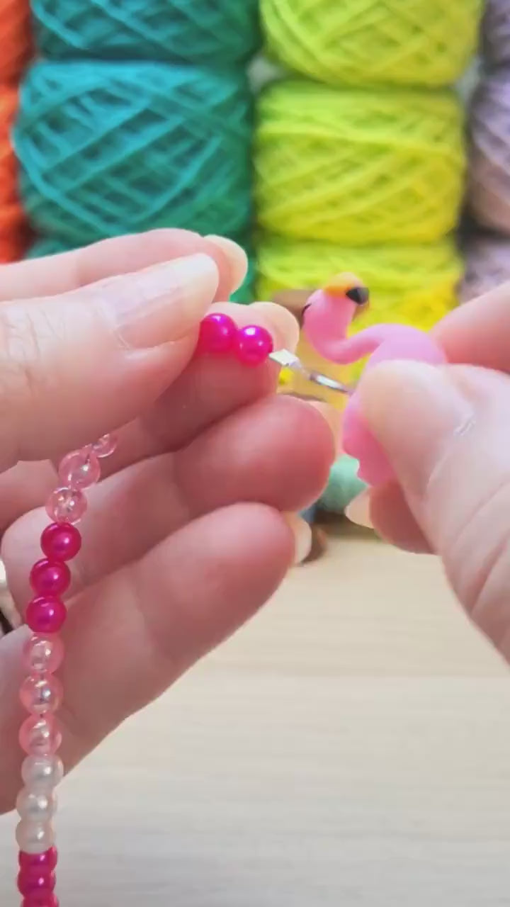 Flamingo Scissor Fob with Protection Bead