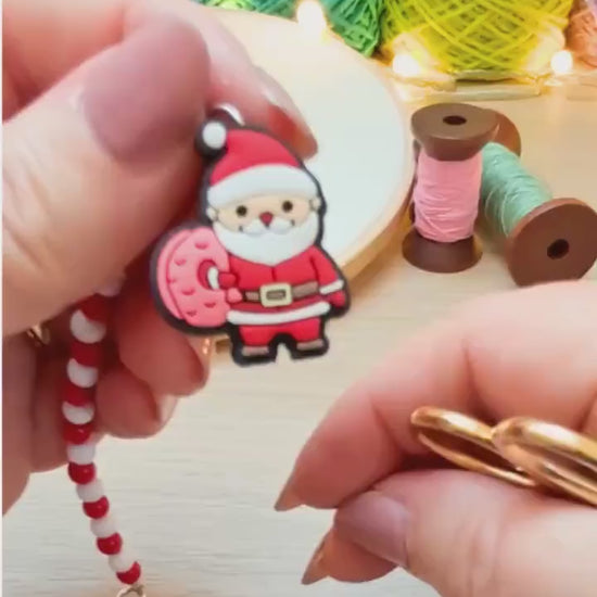 Father Christmas Scissor Fob with Protection Bead