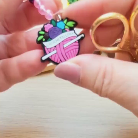 Crochet All Day Yarn ball Scissor Fob with Protection Bead