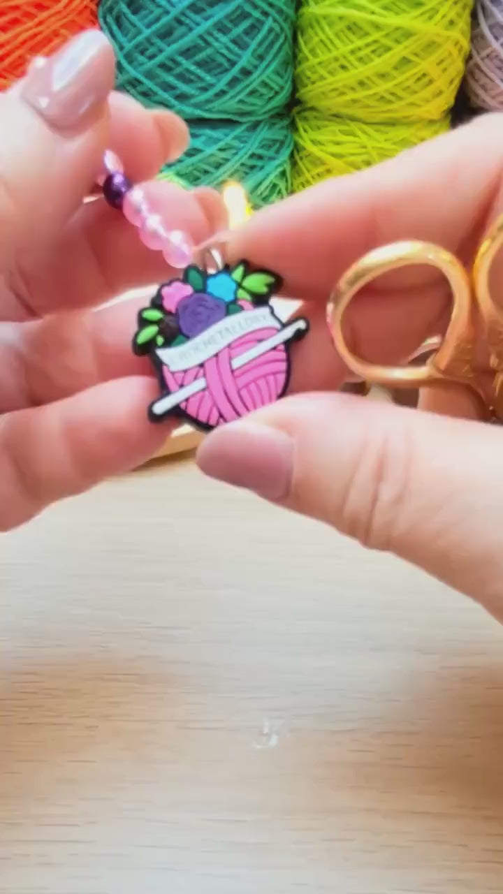 Crochet All Day Yarn ball Scissor Fob with Protection Bead
