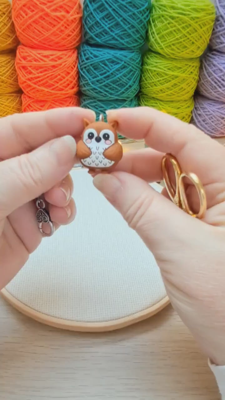Cute Owl Scissor Fob with Protection Bead