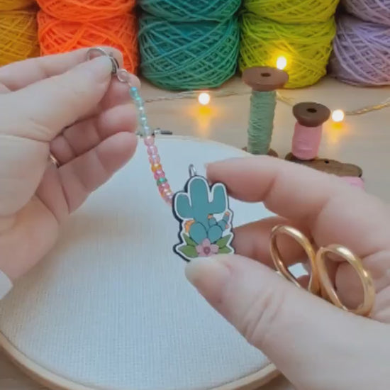 Flowering Cactus Scissor Fob with Protection Bead