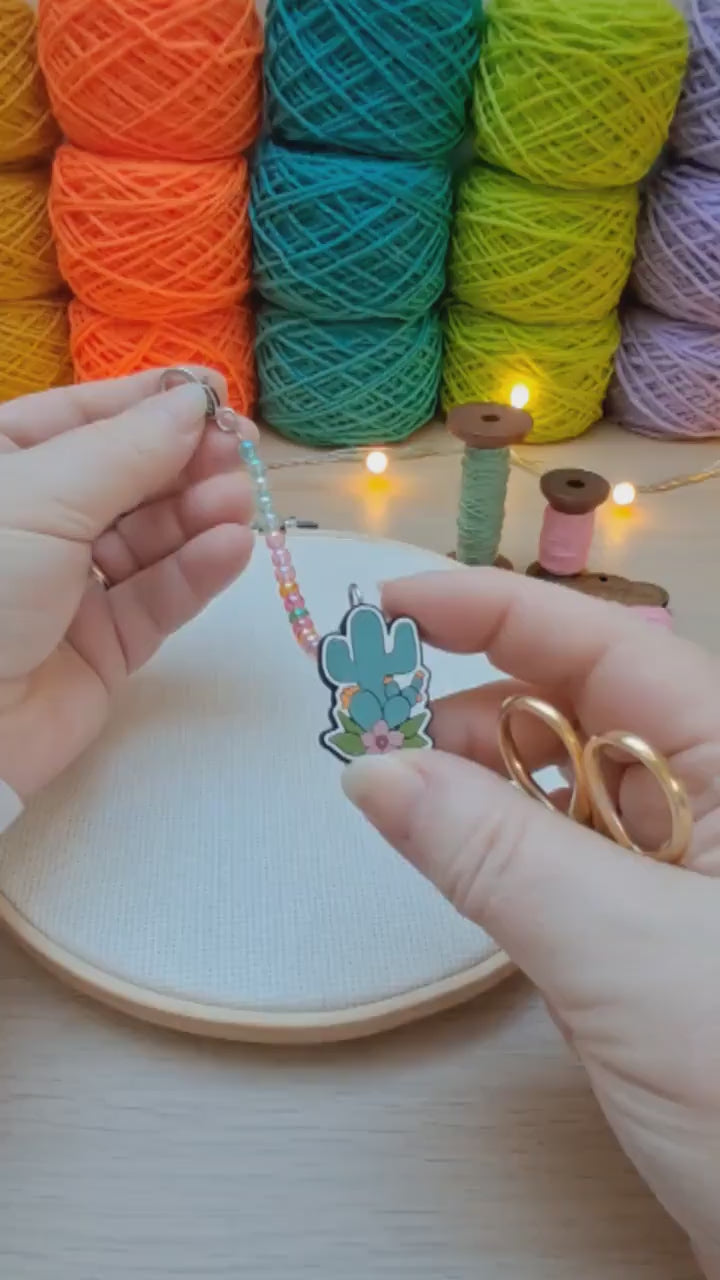 Flowering Cactus Scissor Fob with Protection Bead