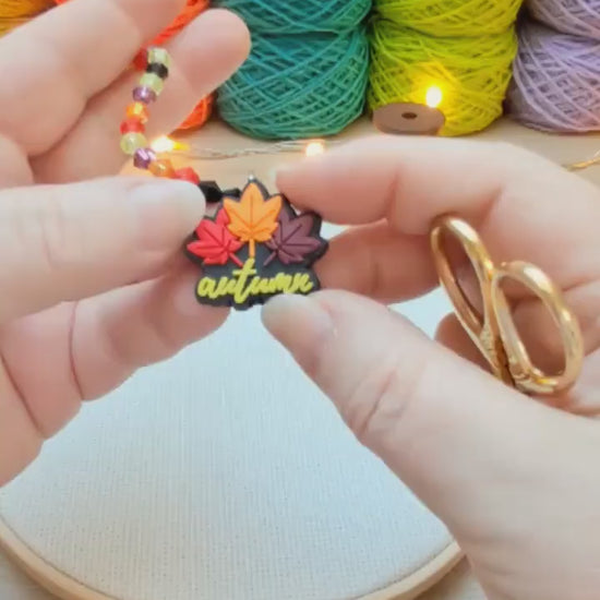 Autumn Leaves Scissor Fob with Protection Bead