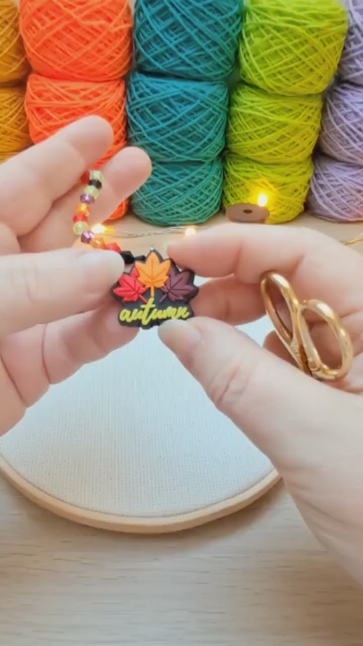 Autumn Leaves Scissor Fob with Protection Bead